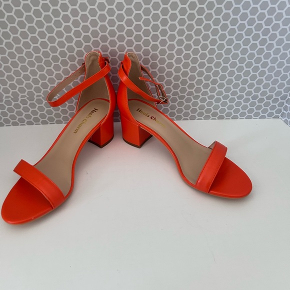 Heels Charm NWOT Orange  Block Heels Women’s 
Size 8M - Picture 2 of 5